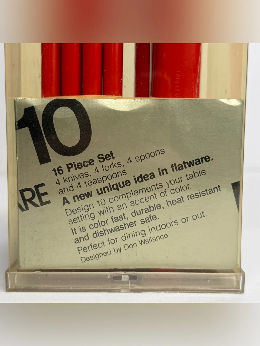 VTG Lauffer Design 10 Lexan Resin Red Flatware NIB 16 Piece Set DON WALLANCE MCM